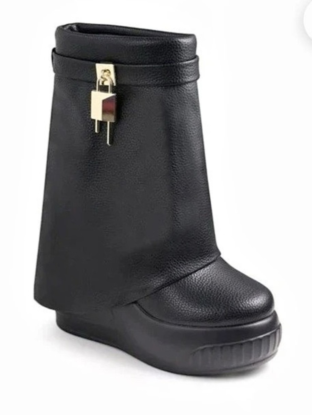 Liliana Women’s Fold Over Padlock Drapey Sneaker Boots Brook-1 Black Sz 8 NWB